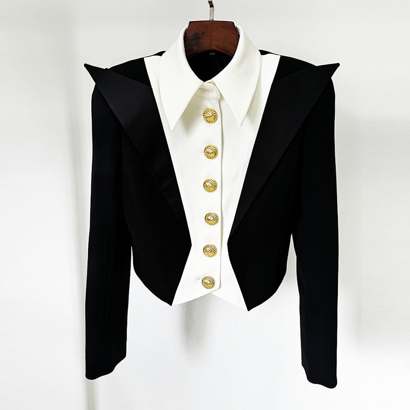 Color Block Tailored Short Jacket