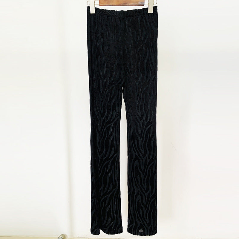 Zebra Print Sheer Velvet Two-Piece Outfit
