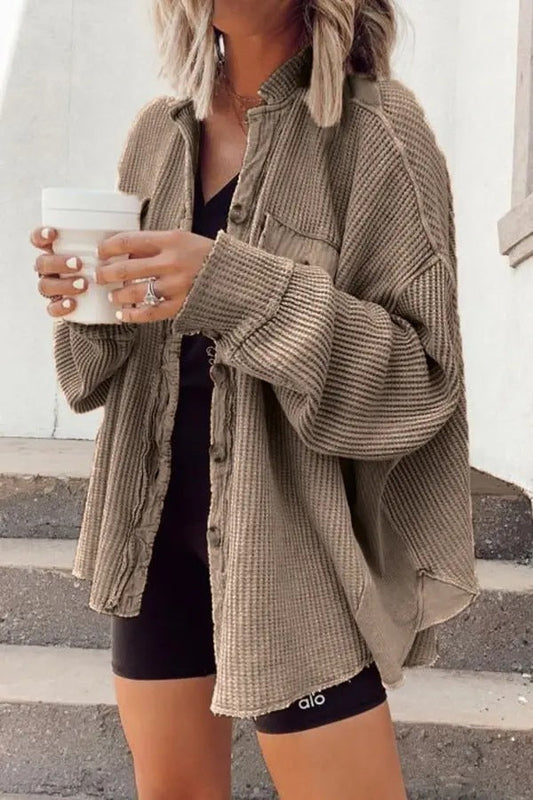 Autumn New Coat Fashion Casual Lapel Pocket Stitching Irregular Shirt Jacket Women