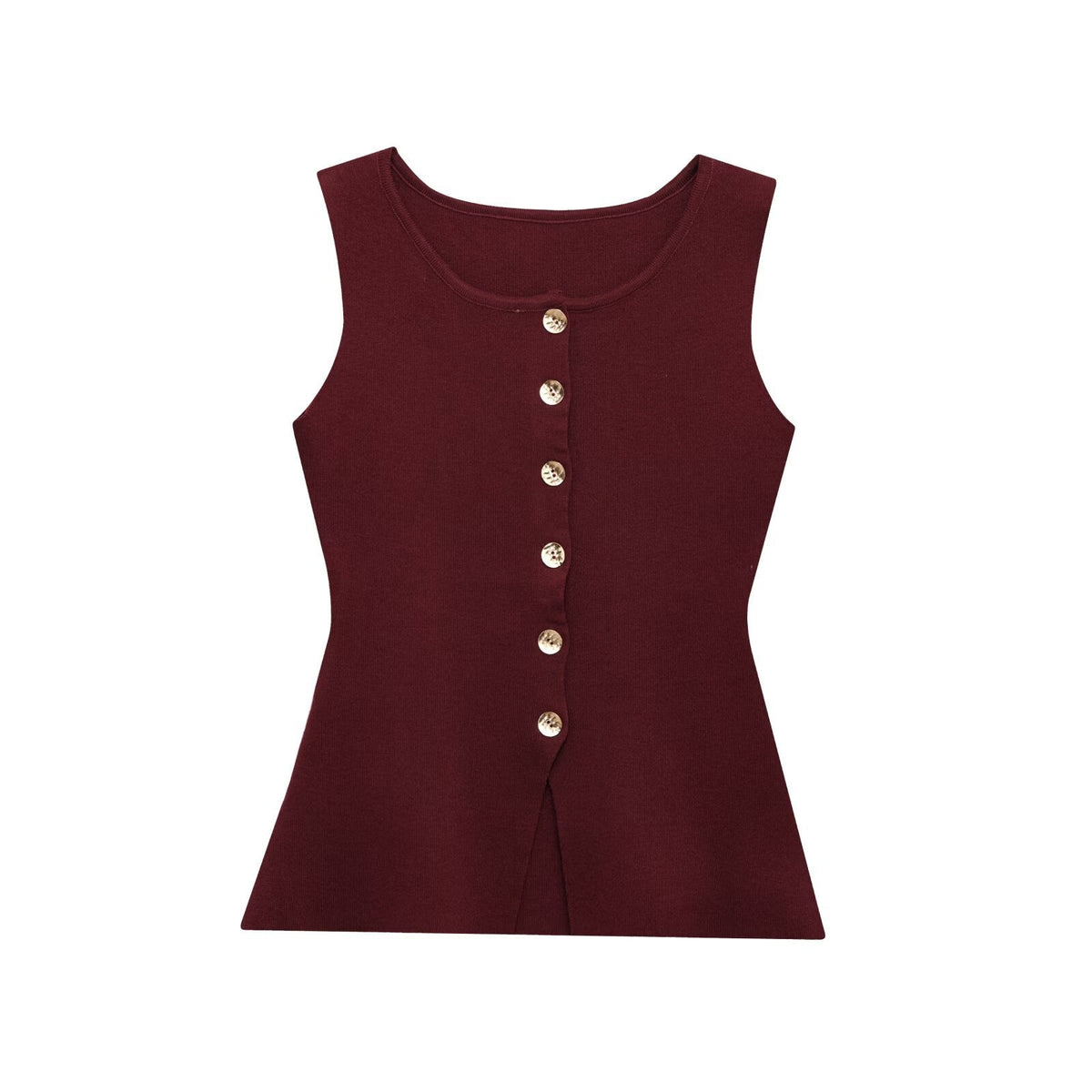 Round Neck Button Down Sleeveless Vest
