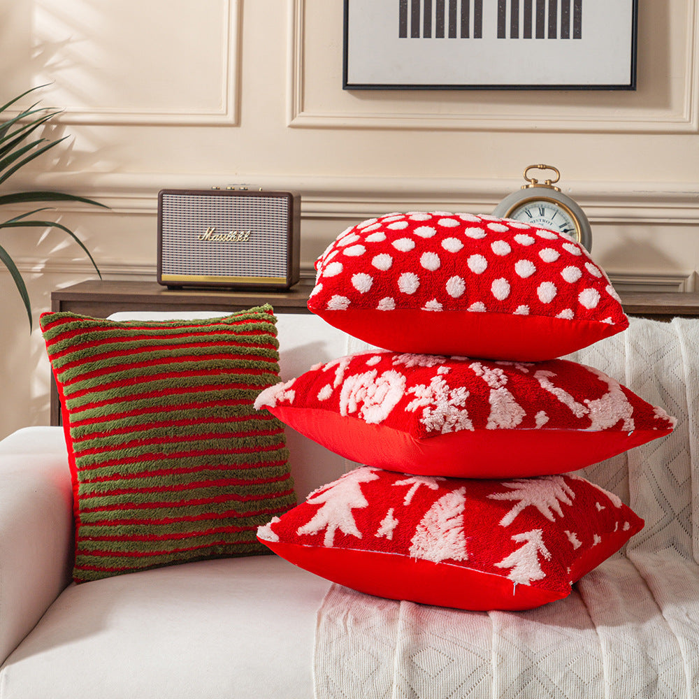 Plush Soft Christmas Striped Throw Pillow Case