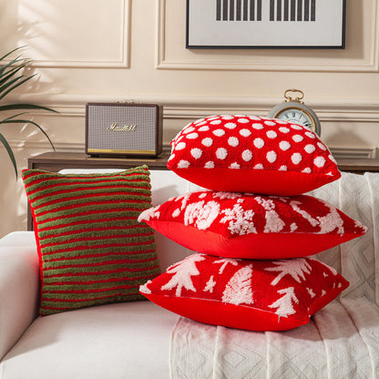 Plush Soft Christmas Striped Throw Pillow Case