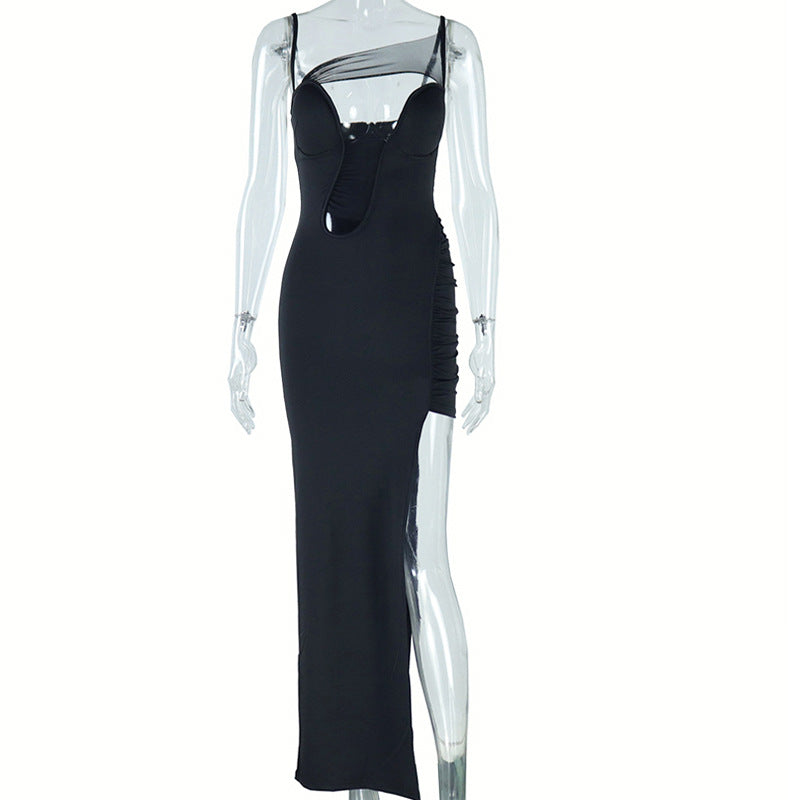 Sexy Hollow Out Midi Dress With Sheer Panels