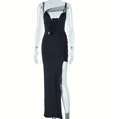 Sexy Hollow Out Midi Dress With Sheer Panels