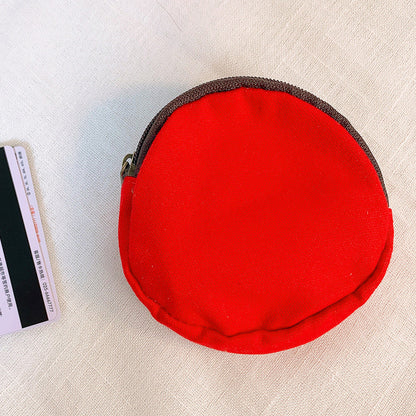 Round Cartoon Coin Purse Canvas Zipper Bag Cute and Customizable