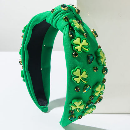 Green Shamrock Headband With Rhinestones for St. Patrick's Day
