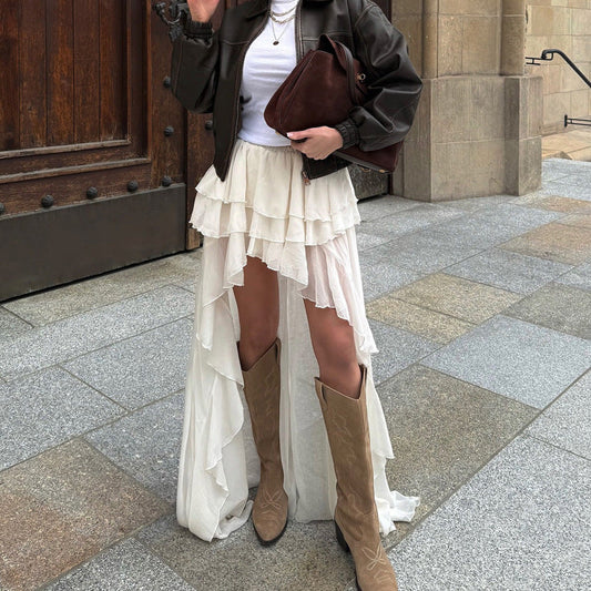 Trendy Casual A-Line Skirt With Irregular Hem
