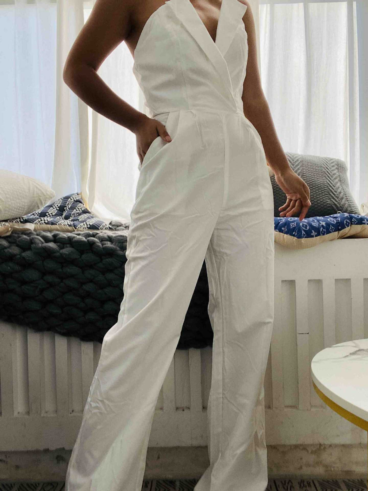 Chinese Style Long Jumpsuit Elegant Office Wear