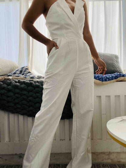 Chinese Style Long Jumpsuit Elegant Office Wear