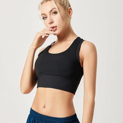 Threaded Sports Vest Bra Women'S Shockproof High-Strength Professional Fitness Yoga Clothes Top