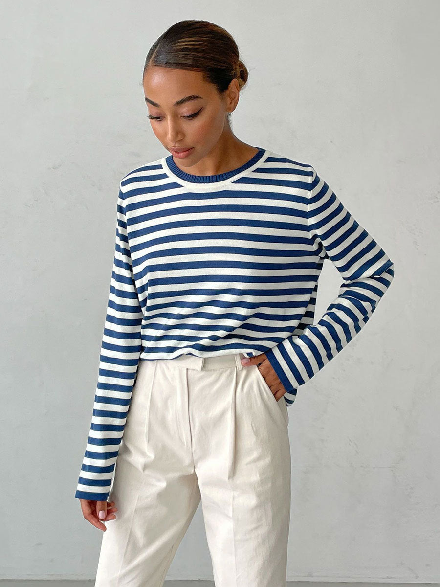 Classic Striped Knit Sweater for Women