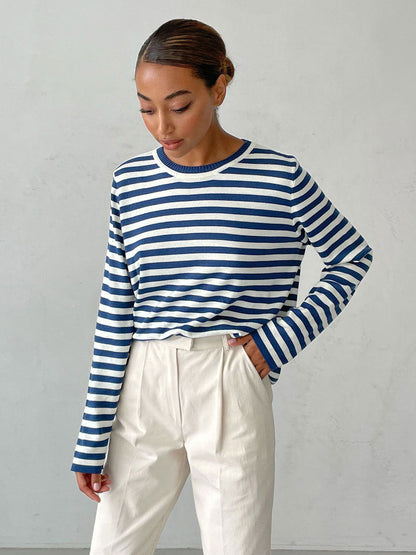 Classic Striped Knit Sweater for Women