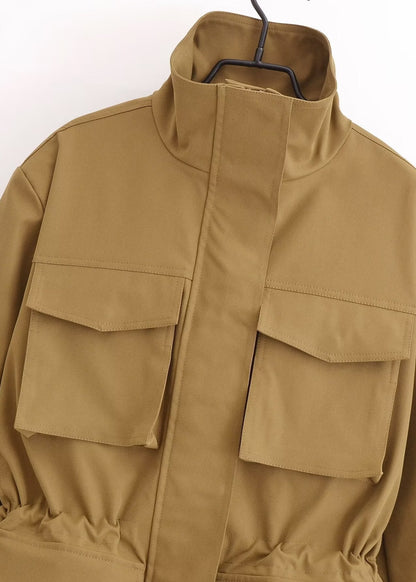 High Collar Cargo Jacket Durable Lightweight Fabric