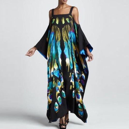Quick Drying Printed Beach Skirt With Straps, Vacation Robe Style Bikini Cover Up