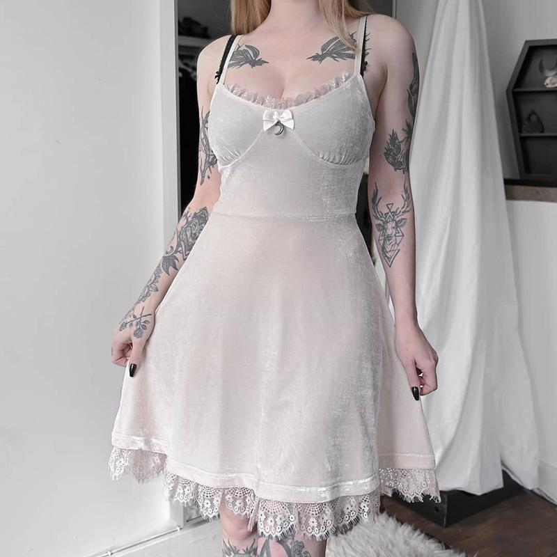 Sexy Suspender Dress Women'S Chest And Backless Lace Stitching New Short Dress