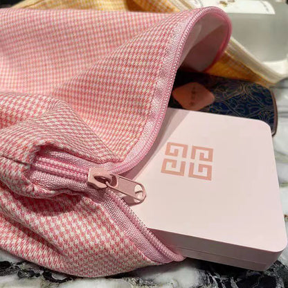 Trendy Checked Makeup Bag Portable Travel Toiletry Organizer