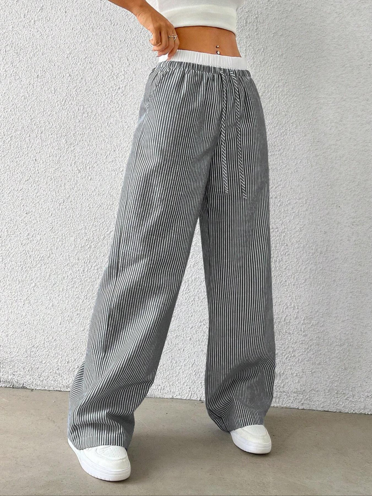 Trendy Striped Loose Wide-Leg Pants