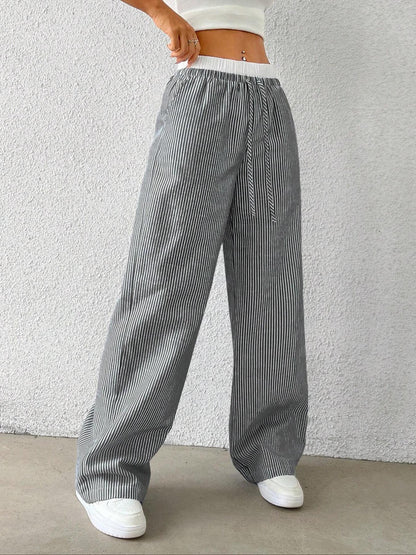 Trendy Striped Loose Wide-Leg Pants