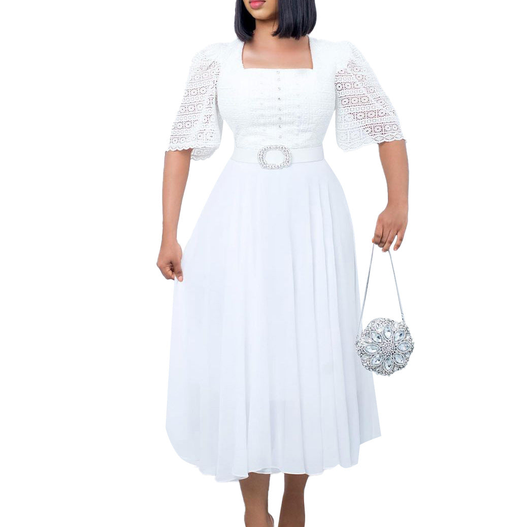 Chic A-Line Chiffon Dress With Beads - Elegant Urban Style