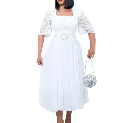 Chic A-Line Chiffon Dress With Beads - Elegant Urban Style