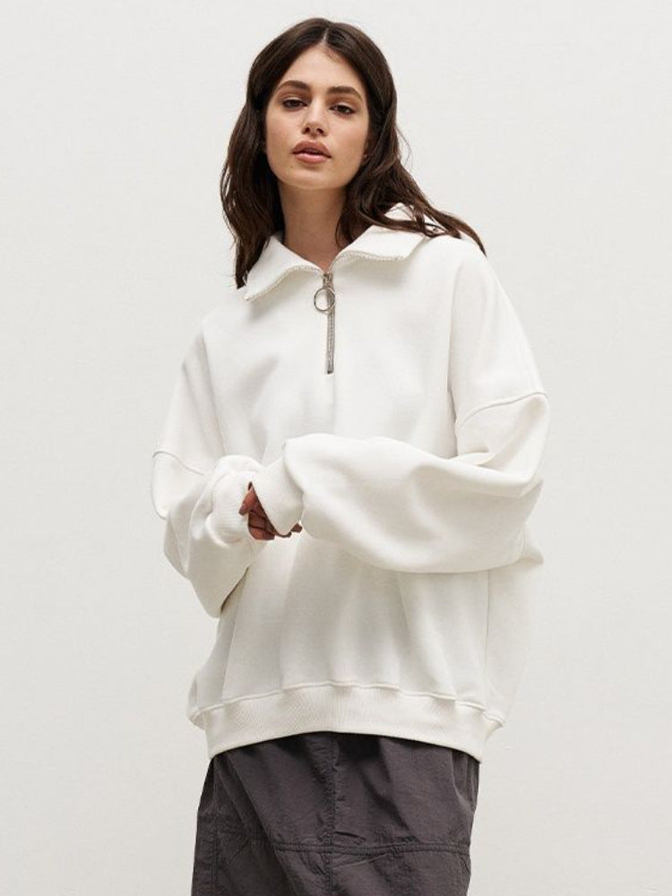 Loose Lapel Zipper Hoodie