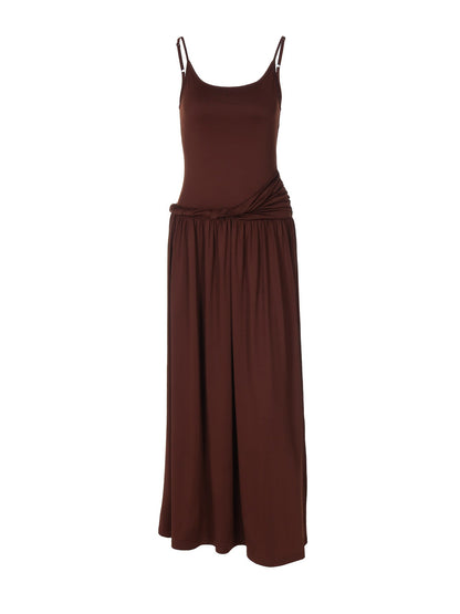 French Chic Spaghetti Strap Maxi Dress Elegant Slim Fit
