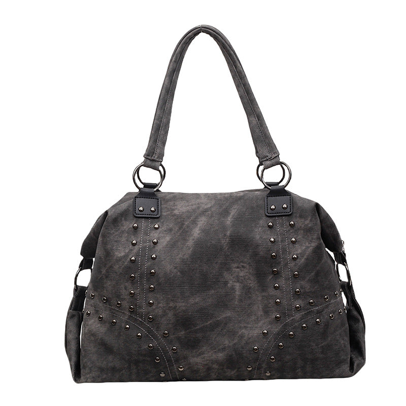 Trendy Soft PU Leather Tote Bag with Studs