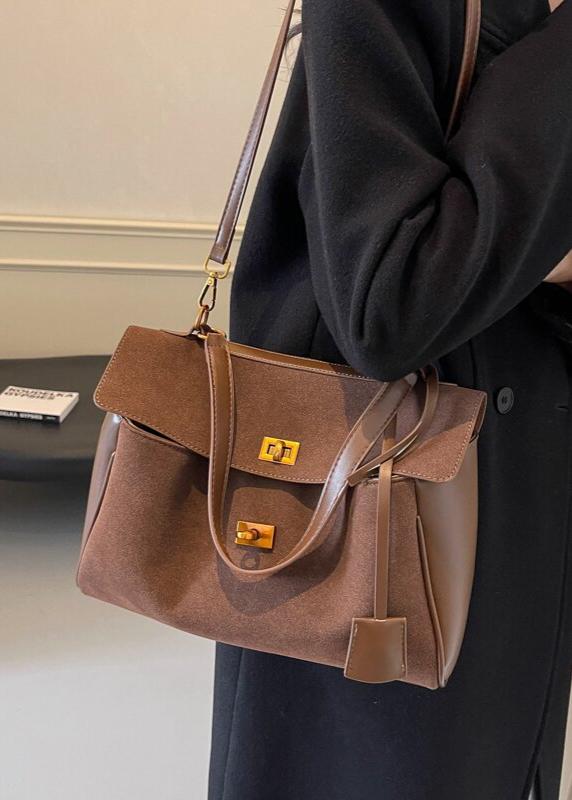 Top Handle Leather Satchel With Gold Tone Hardware