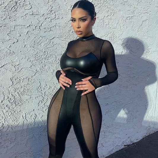 Stylish Black Long Sleeve Jumpsuit with Zipper Detail