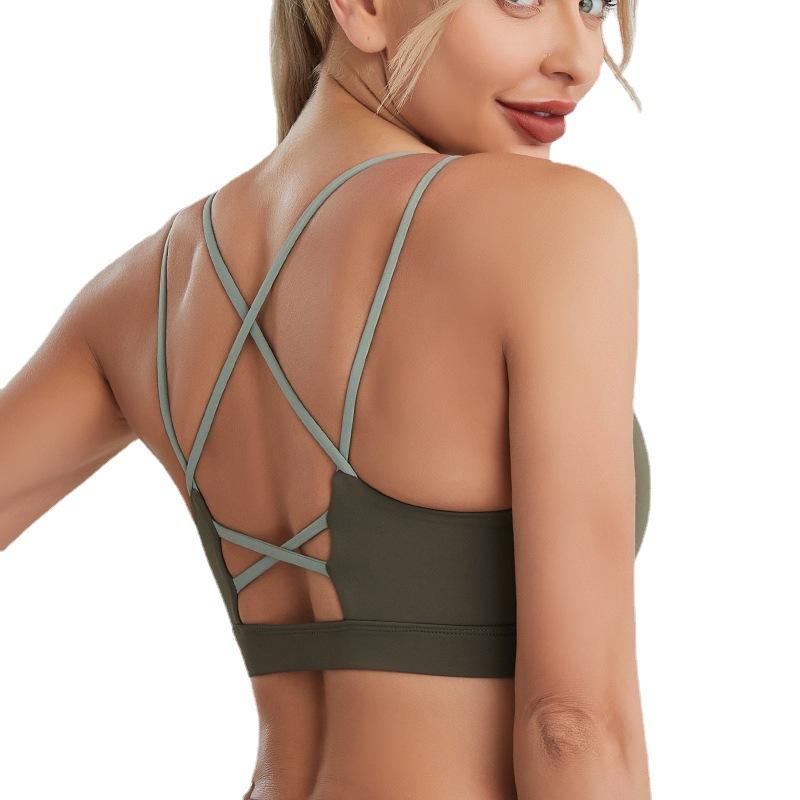 Yoga Bra Women'S Shockproof Gathered Fitness Clothes Fast Drying Naked Feeling Beautiful Back Sports Underwear Summer