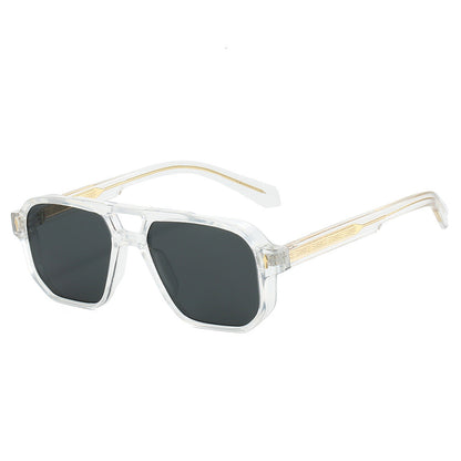 Trendy Pilot Style Sunglasses with Double Bridge and Matte Finish