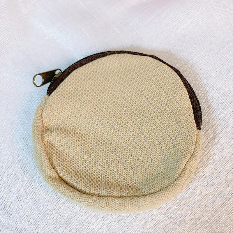 Round Cartoon Coin Purse Canvas Zipper Bag Cute and Customizable