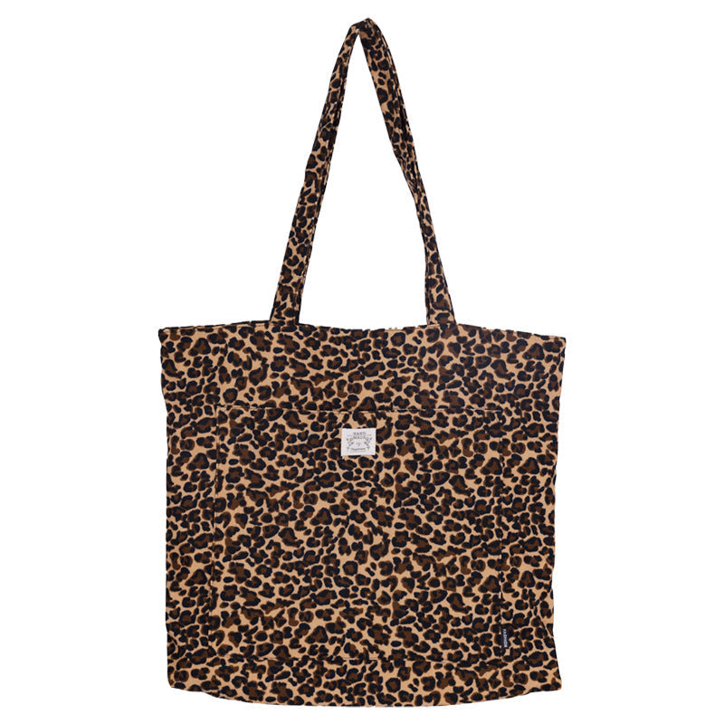 Casual Corduroy Leopard Print Shoulder Bag