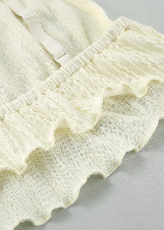 Knitted Two Piece Lounge Set With Lace Trim