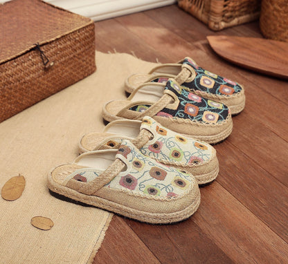 Cloth Shoes Linen Big Head Slippers Flat Heels Cotton Low Top Women'S Slippers Shoes