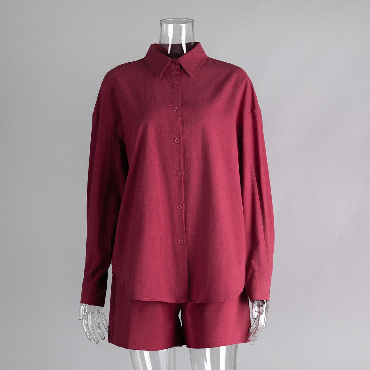 Cotton Long Sleeve Cardigan And Shorts Set Casual Chic