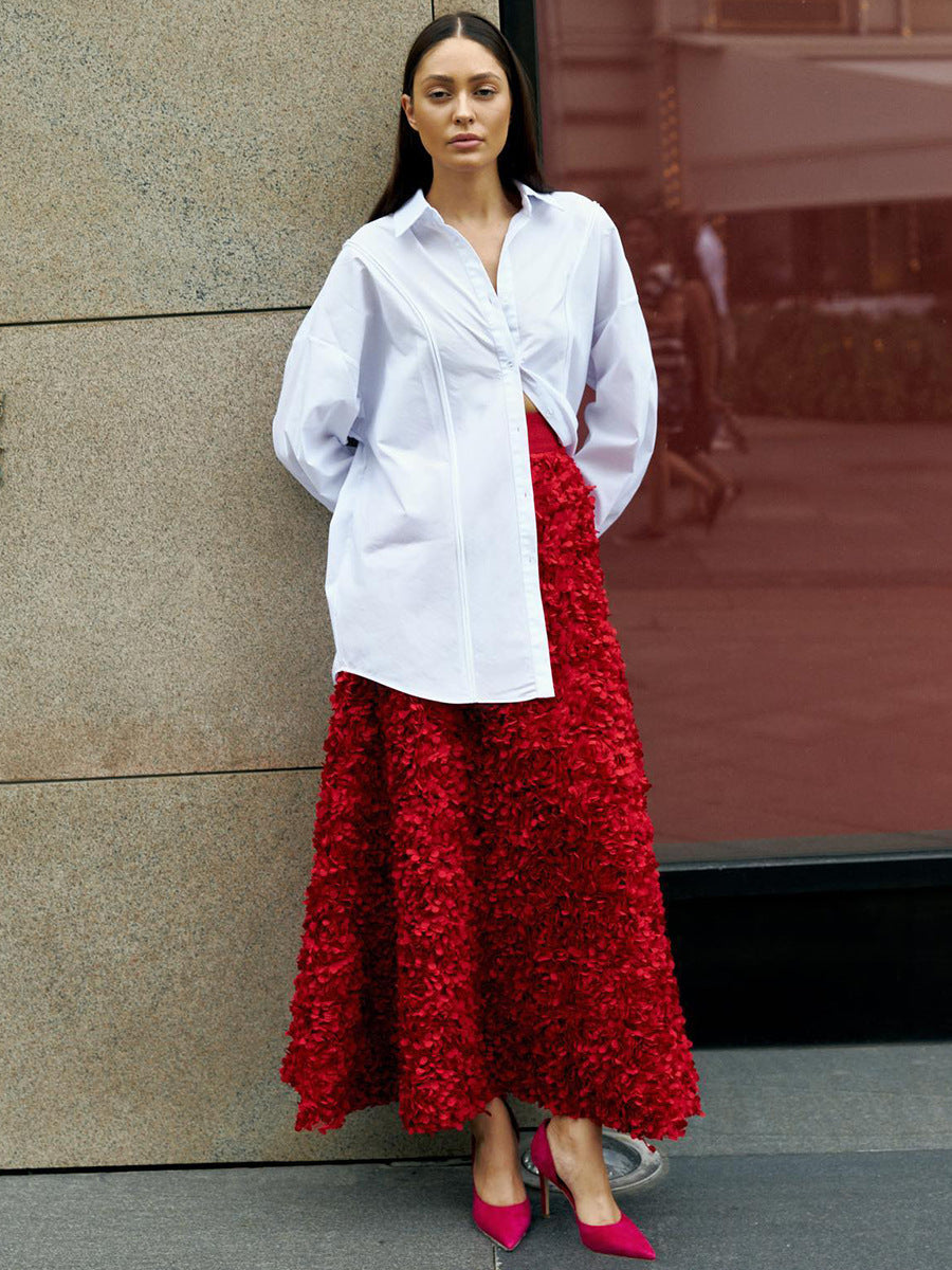 Elegant Maxi Skirt with Petal Design