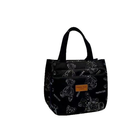 Oxford Cloth Bear Print Tote Bag Large Capacity for Daily Use