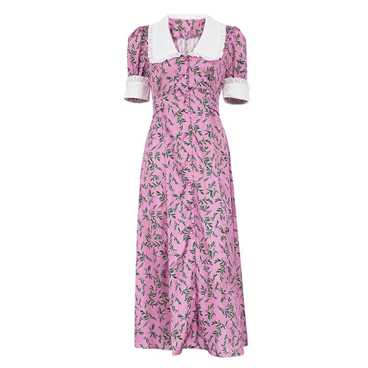 French Style Elegant Maxi Dress With Doll Collar