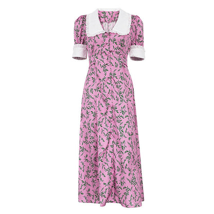 French Style Elegant Maxi Dress With Doll Collar
