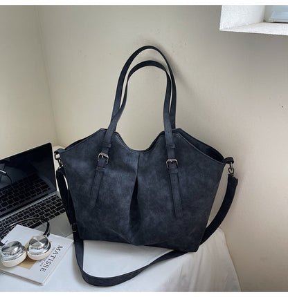 Fashionable Vintage Faux Leather Tote Bag for Casual Commuting