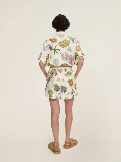Trendy Casual Linen Short Sleeve Shirt & Shorts Set