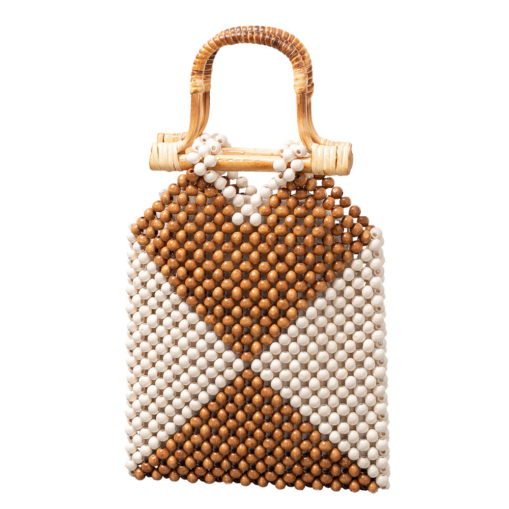 Color Block Bamboo Hollow Handbag