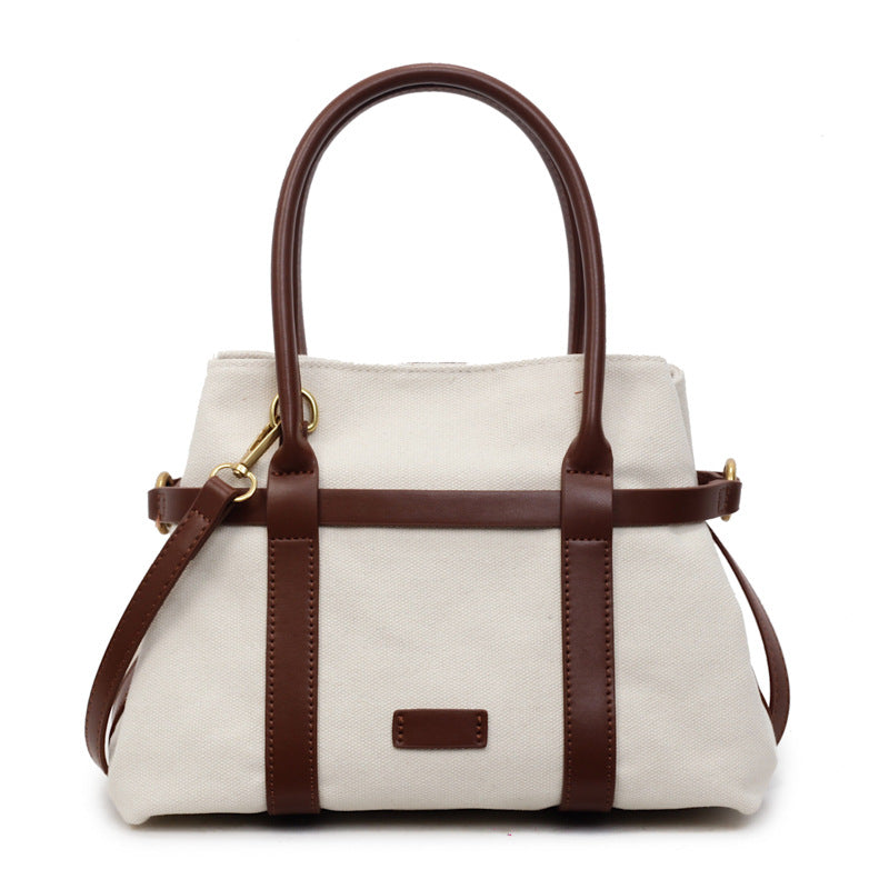 Women's Color Block Canvas Tote Bag Stylish Commuter Bag
