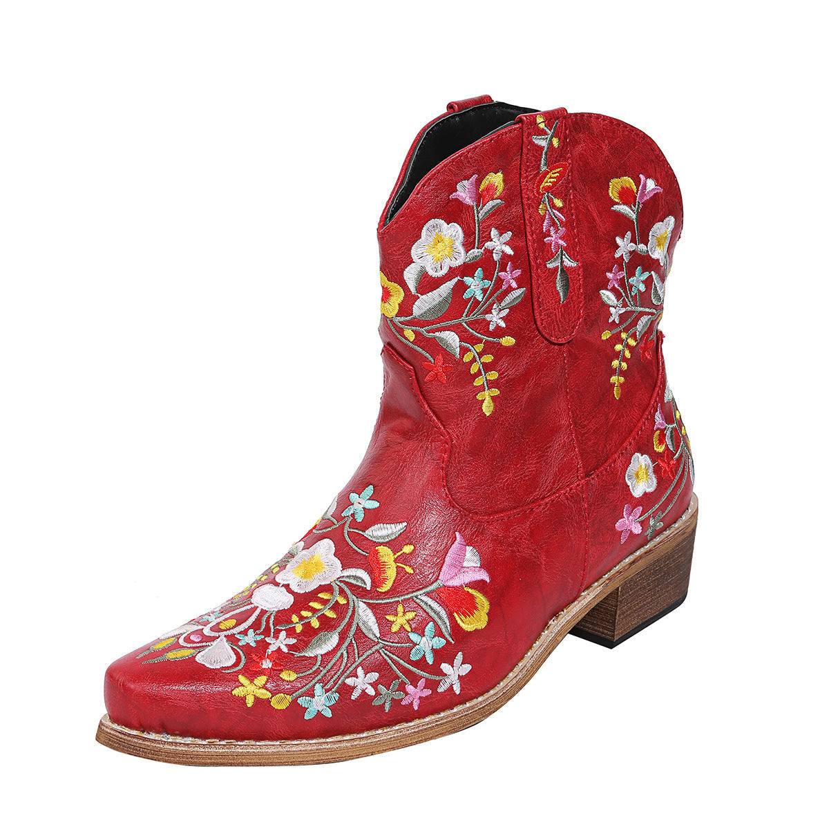 Plus Size Embroidered Pointed Toe Women'S Martin Boots