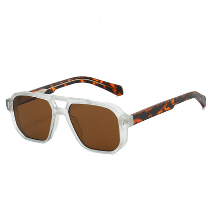 Trendy Pilot Style Sunglasses with Double Bridge and Matte Finish