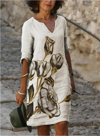 Vintage Style Loose A-Line Print Dress