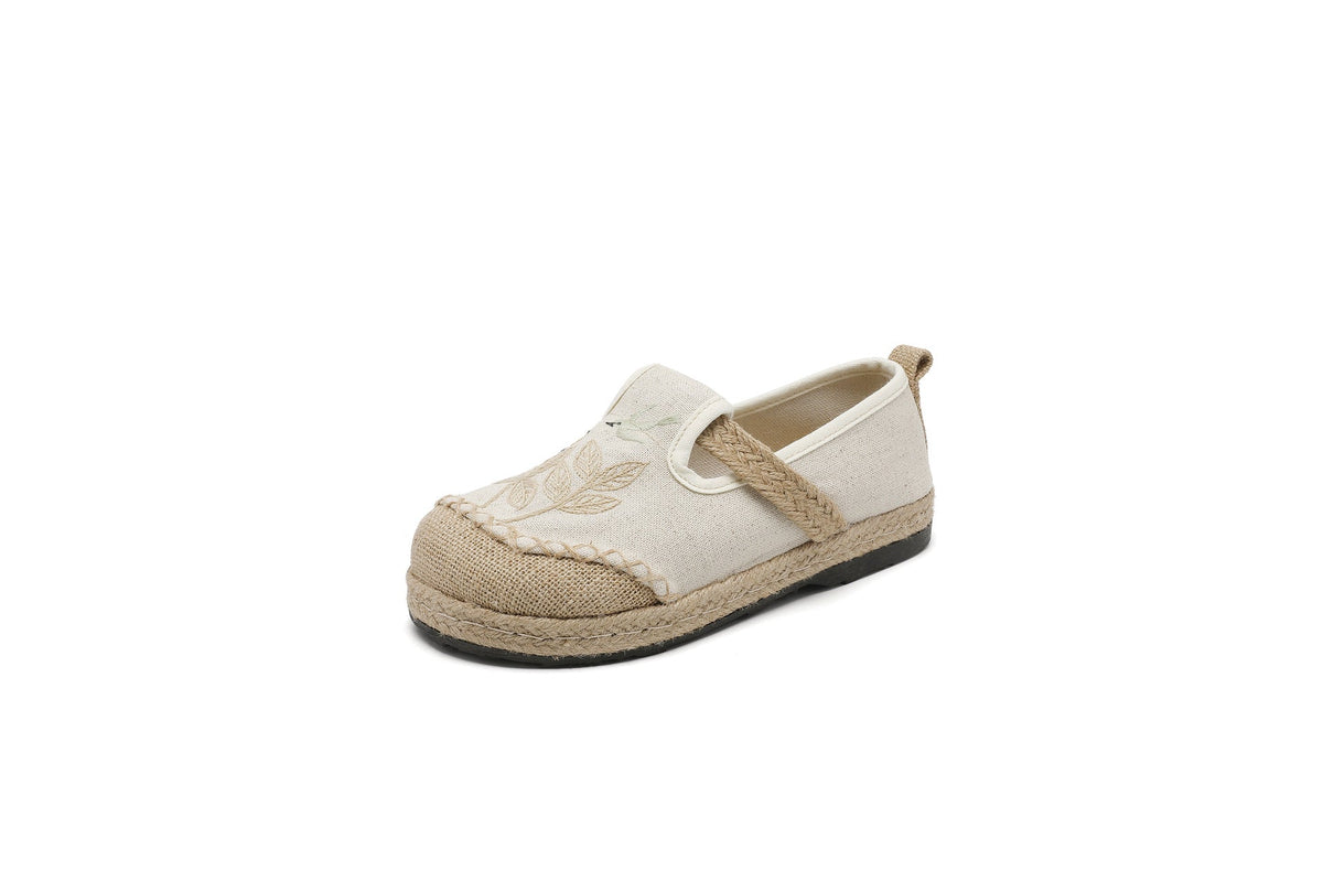 Ethnic Style Embroidered Cloth Shoes, New Hand-Embroidered Linen Shoes, Soft-Soled Breathable Woven Women'S Shoes