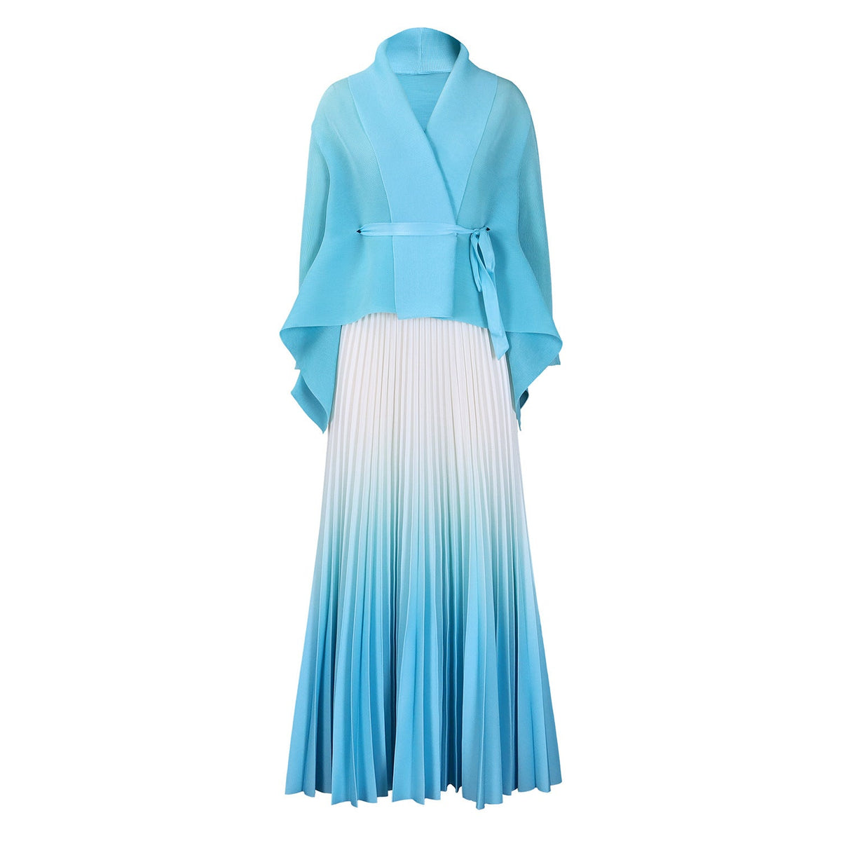Fashionable Elegant Batwing Sleeve Top And Gradient Skirt Set