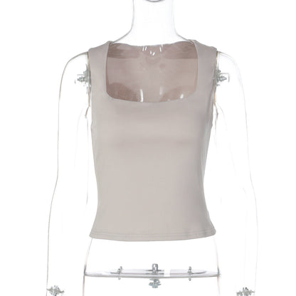 Sleeveless Square Neck Top Fashionable Slim Fit